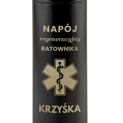czarny termos z personalizacją dla ratownika medycznego