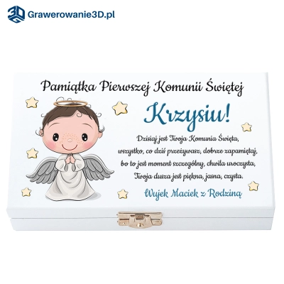 pudełko prezentowe na komunię z życzeniami