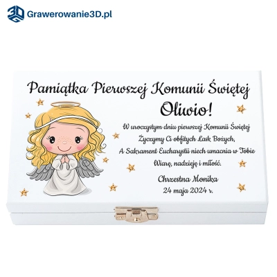 pudełko dla dziewczynki z nadrukiem na komunię