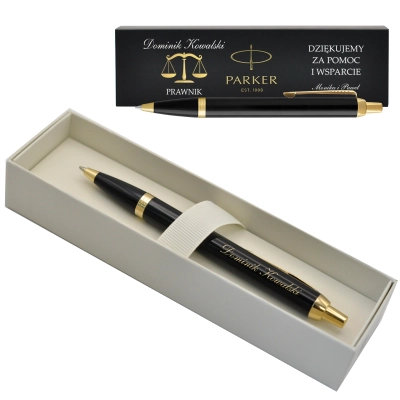 Grawerowany długopis Parker IM Core złoty personalizowany prezent dla prawnika