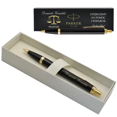 Grawerowany długopis Parker IM Core złoty personalizowany prezent dla prawnika