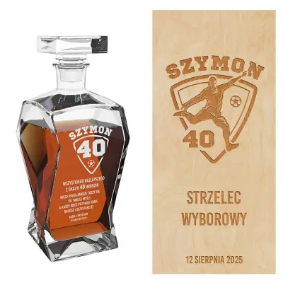Zestaw z karafką do whisky grawerowany prezent na 40 urodziny dla piłkarza