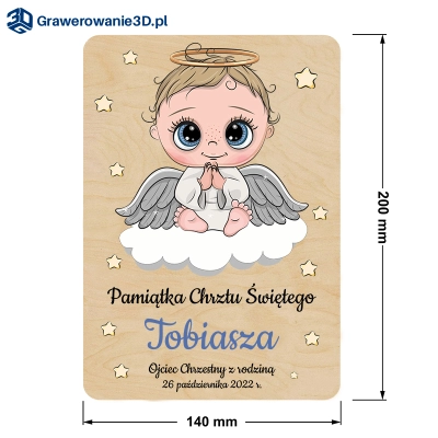 drewniana kartka na chrzest święty dla chłopca