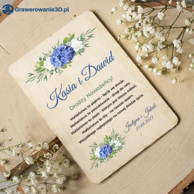 Drewniana kartka na ślub