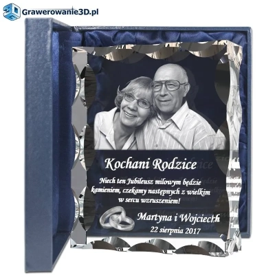 na rocznicę ślubu, grawer w szkle, grawerowane zdjęcie dla rodziców