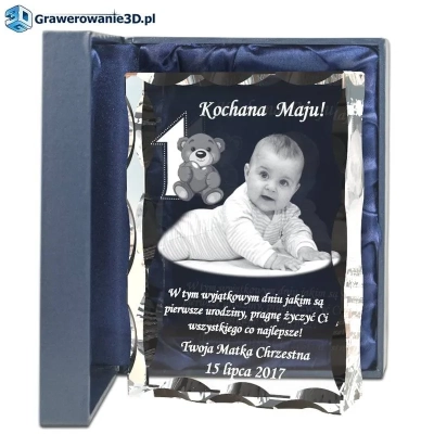 Dla dziecka prezent na roczek grawer w szkle, grawer w krysztale, wyjątkowy prezent na roczek, grawerowany prezent w szkle