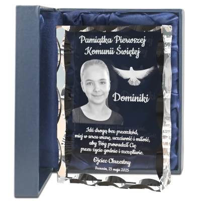 fotokryształ pamiątka komunii Świętej