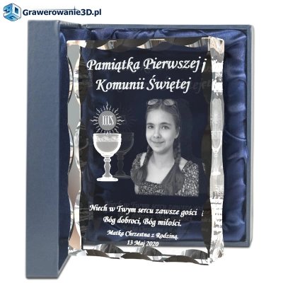grawerowany kryształ na I Komunię Świętą