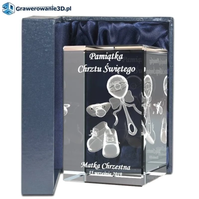prezent dla dziewczynki na chrzciny - kryształ grawerowany - obiekty 3d buciki do chrztu smoczek i grzechotka