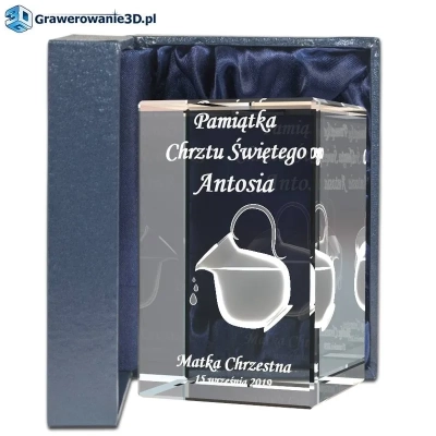 Od chrzestnej prezent na chrzciny grawerowany 3d, w szkle
