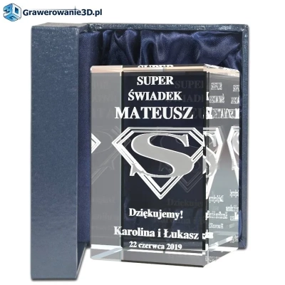 prezent dla świadka grawerowany 3d w krysztale