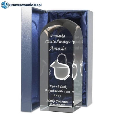 Na chrzest prezent dla dziecka grawer w krysztale 3d obiekt, piękna dedykacja, pamiątka wygrawerowana wewnątrz szkła