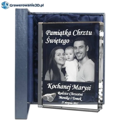 Chrztu św. pamiątka grawer w szkle, zdjęcie w szkle, grawerowanie w krysztale