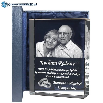 Na rocznicę ślubu życzenia, zdjęcie 3D w krysztale
