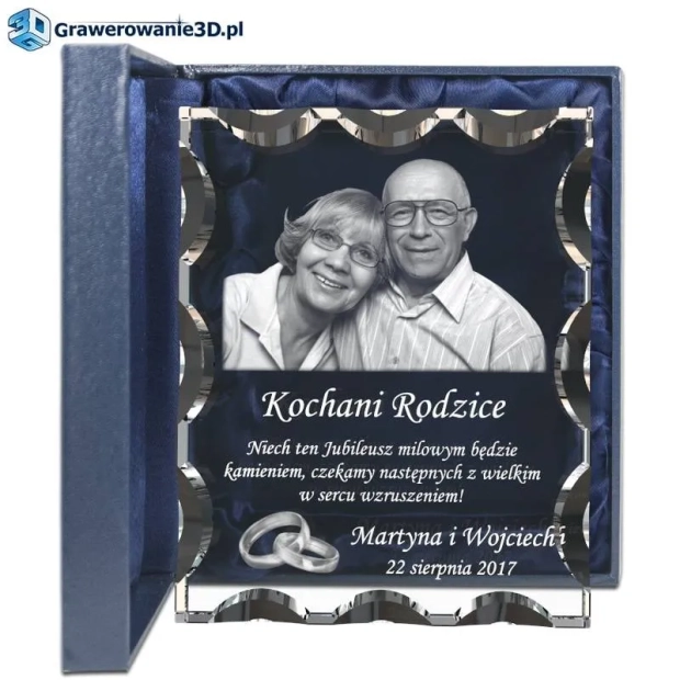 rocznice ślubu prezent na rocznice dla rodziców, grawer 3d w szkle, grawerowany prezent