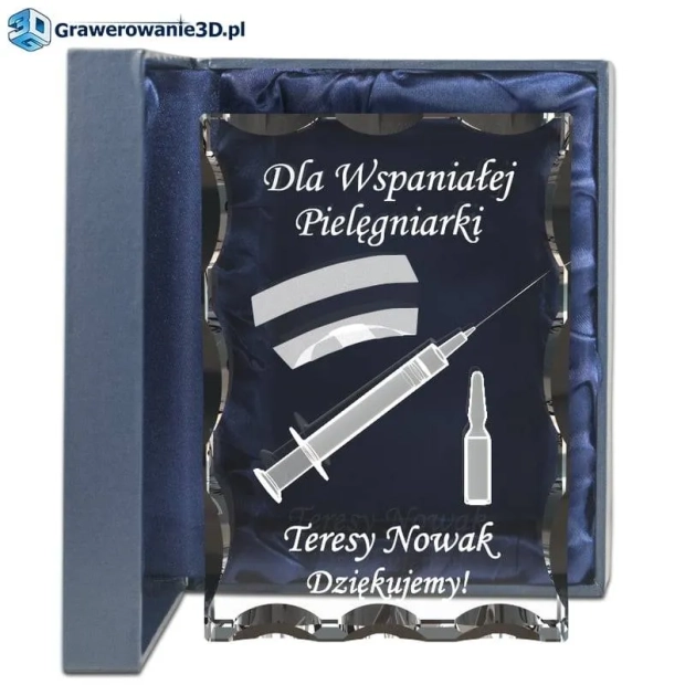 prezent dla pielęgniarki grawer w szkle, grawer 3d w krysztale, spersonalizowane życzenia
