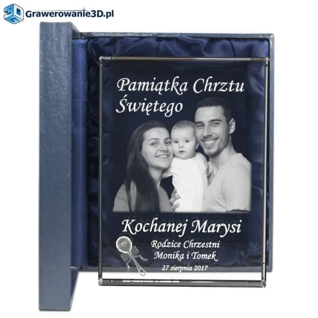pamiątka chrztu grawer w szkle, grawer ze zdjęciem dziecka