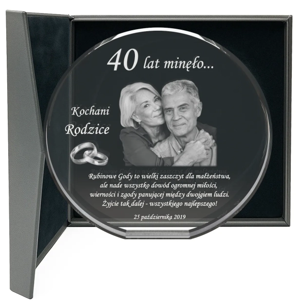 Statuetka na 40 rocznicę ślubu rodziców ze zdjęciem