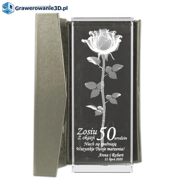 róża w krysztale na 50 urodziny