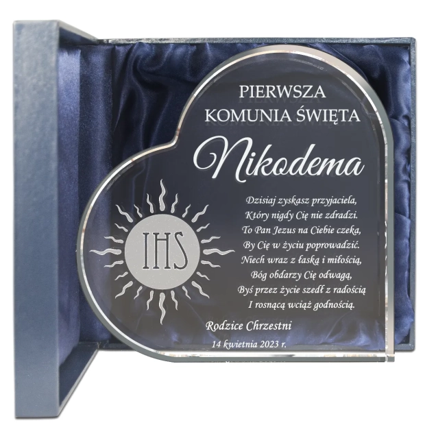 Kryształowe serce na Komunię Świętą