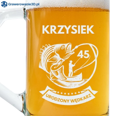 projekt graweru na kuflu dla wędkarza