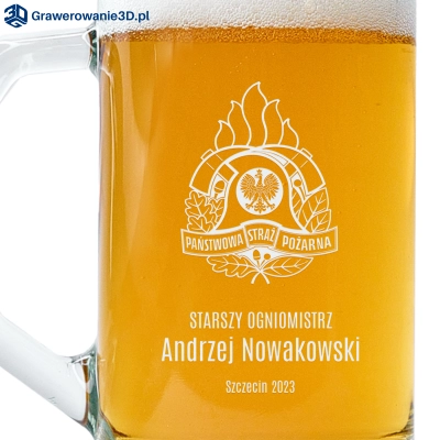 grawerowany kufel z logo psp dla strażaka