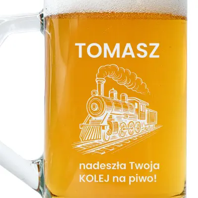 kufel z grawerem dla kolejarza lokomotywa nadeszła kolej na piwo