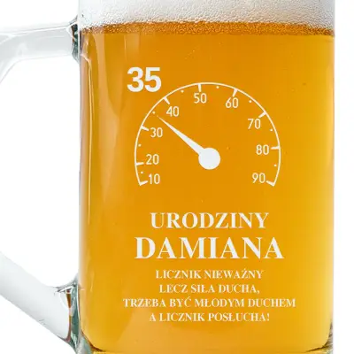 grawerowany kufel do piwa ze śmiesznymi życzeniami dla kierowcy