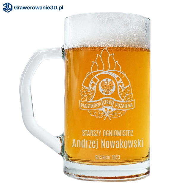 szklany kufel z grawerem dla strażaka