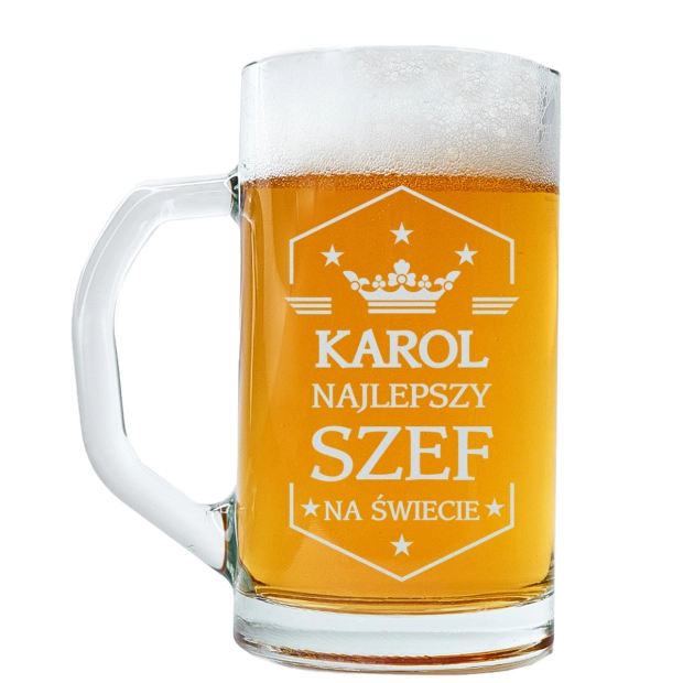 Kufel do piwa z grawerem dla szefa z imieniem