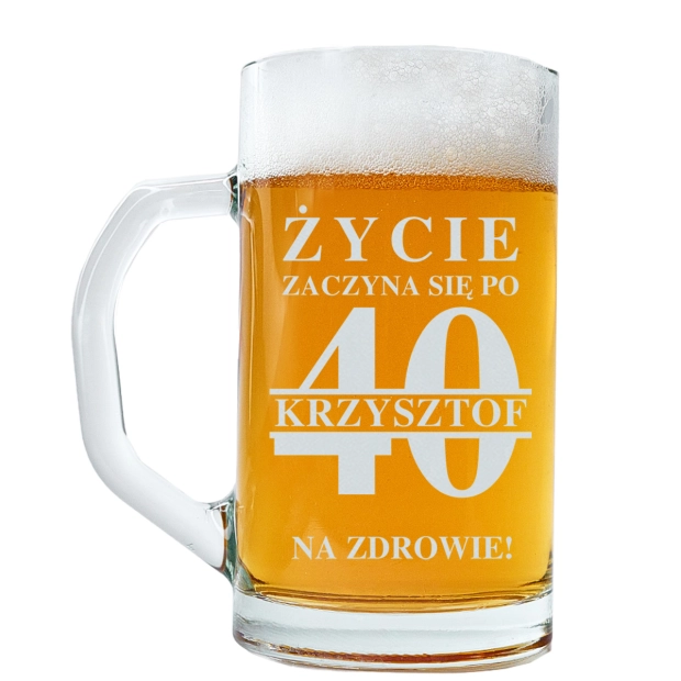 kufel na 40 urodziny z grawerem życie zaczyna się po dla niego