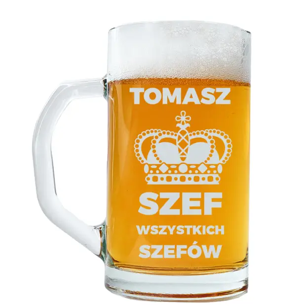 Kufel z grawerem szef wszystkich szefów korona i imię