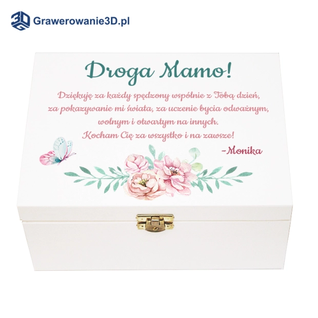 Drewniane pudełko z życzeniami na dzień mamy
