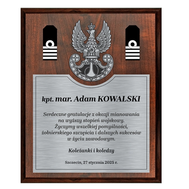 Ryngraf dla żołnierza Marynarki Wojennej z okazji awansu