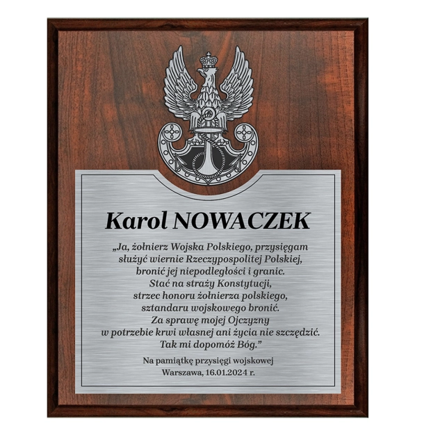 Ryngraf pamiątka na przysięgę wojskową z grawerem marynarka wojenna