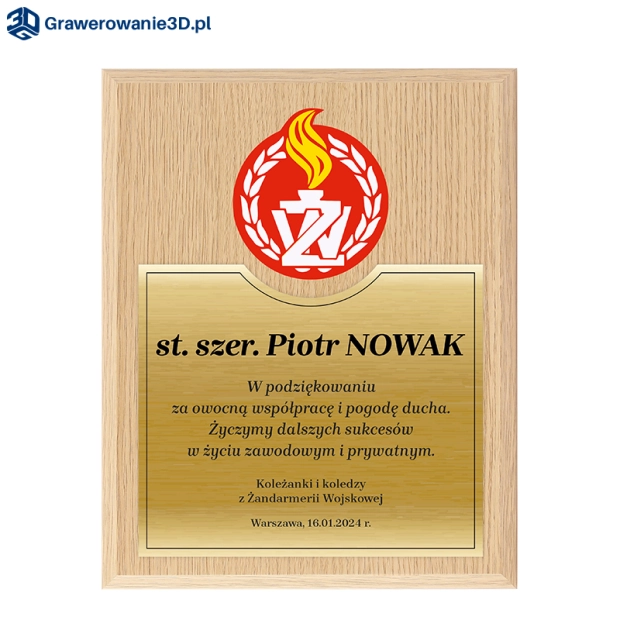 personalizowany dyplom w podziękowaniu za służbę dla żołnierza ŻW