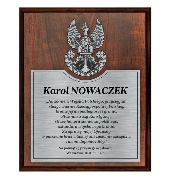 Ryngraf pamiątka na przysięgę wojskową z grawerem marynarka wojenna