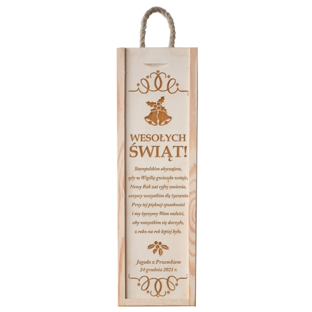 skrzynka na wino z personalizowanym grawerem świątecznym