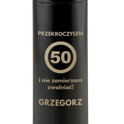 personalizowany termos z wyświetlaczem led na 50 urodziny znak drogowy